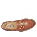 Mocasin pour femmes en cuir cognac avec accessoire talon 3 - Pointures disponibles:  44