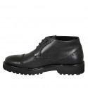 Zapato alto al tobillo para hombre con cordones y decoraciones Brogue en piel negra - Tallas disponibles:  36, 47