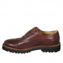 Scarpa oxford con lacci e decorazioni Brogue da uomo in pelle marrone - Misure disponibili: 47