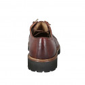 Men's laced Oxford shoe with Brogue decorations in brown leather - Available sizes:  47