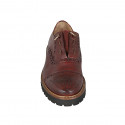 Chaussure richelieu avec lacets et bout Brogue pour hommes en cuir marron - Pointures disponibles:  47