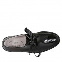 Chaussure derby pour femmes à lacets en cuir verni noir talon 3 - Pointures disponibles:  32