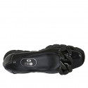 Woman's ballerina shoe with chain in black brush off leather wedge heel 3 - Available sizes:  32