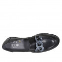 Woman's loafer in black leather with chain wedge heel 4 - Available sizes:  43