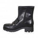 Bottines pour femmes avec fermeture éclair et accessoire en cuir noir talon 6 - Pointures disponibles:  42, 45