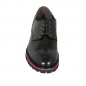 Man's laced derby shoe in black brush-off leather - Available sizes:  49