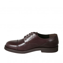 Chaussure derby avec lacets et bout droit pour hommes en cuir marron - Pointures disponibles:  47, 50 2