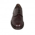 Men's laced derby shoe with captoe in brown leather - Available sizes:  47, 50