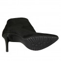 Woman's pointy ankle boot with zipper in black suede stiletto heel 10 - Available sizes:  31, 32