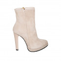 Botines con cremallera y plataforma en gamuza beis claro tacon 11 - Tallas disponibles:  42