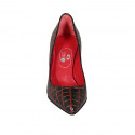 Women's pump shoe in black and red printed brush-off leather heel 7 - Available sizes:  32