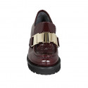 Mocassino da donna con elastico e accessorio in vernice bordeaux tacco 3 - Misure disponibili: 32