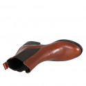 Woman's ankle boot in cognac brown leather with elastic bands heel 3 - Available sizes:  43