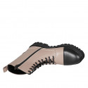Botin con cremallera y cordones para mujer en piel nude y negra tacon 4 - Tallas disponibles:  42
