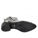 Woman's pointy texan ankle boot with zippers in black and white printed leather heel 4 - Available sizes:  42