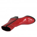 Bottines pour femmes avec fermeture éclair en cuir verni imprimé rouge talon 7 - Pointures disponibles:  42