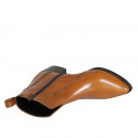 Bottine Texan pour femmes avec fermeture éclair en cuir cognac talon 4 - Pointures disponibles:  42, 43