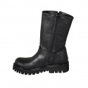 Bottes pour femmes avec boucles et fermeture éclair en cuir noir talon 4 - Pointures disponibles:  32, 33