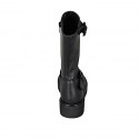 Bota para mujer con hebillas y cremallera en piel negra tacon 4 - Tallas disponibles:  32, 33