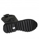 Woman's boot with zipper and buckles in black leather heel 4 - Available sizes:  32, 33