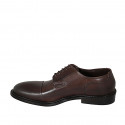 Men's derby shoe with laces and captoe in dark brown leather - Available sizes:  49