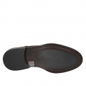 Chaussure derby avec lacets et bout droit pour hommes en cuir marron foncé - Pointures disponibles:  49