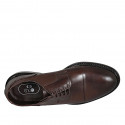 Men's derby shoe with laces and captoe in dark brown leather - Available sizes:  49