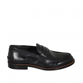 Mocassin pour hommes en cuir de couleur noir - Pointures disponibles:  47, 49