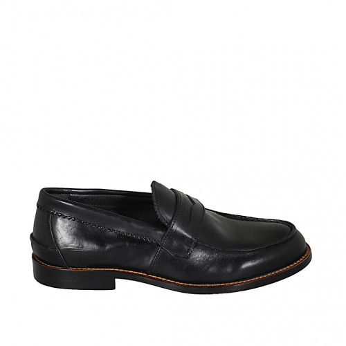 Mocassin pour hommes en cuir de couleur noir - Pointures disponibles:  47, 49