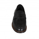 Men's mocassin in black-colored leather - Available sizes:  47, 49