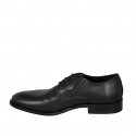 Men's derby shoe with laces in black leather - Available sizes:  50