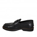 Men's casual mocassin in black-colored leather - Available sizes:  37