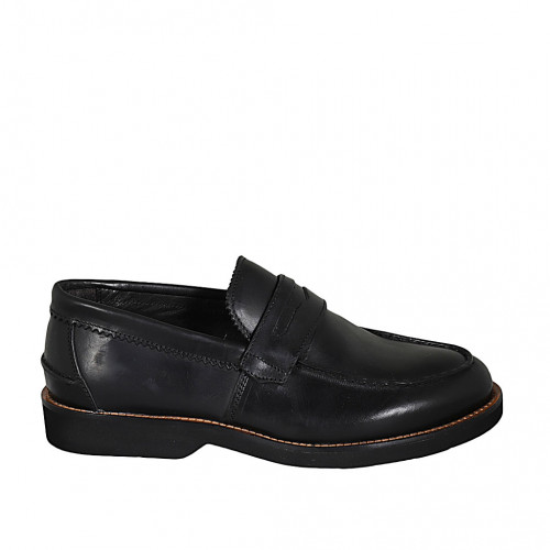 Mocassin informel pour hommes en cuir de couleur noir - Pointures disponibles:  37