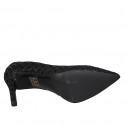 Woman's pump in black printed suede heel 8 - Available sizes:  32