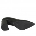 Zapato puntiagudo de salon en piel negra para mujer tacon cuadrado 8 - Tallas disponibles:  34