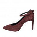 Women's pump shoe with ankle strap in maroon suede heel 12 - Available sizes:  42