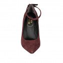 Escarpin pour femmes avec courroie en daim bordeaux talon 12 - Pointures disponibles:  42