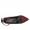 Women's pump shoe with ankle strap in maroon suede heel 12 - Available sizes:  42