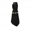 Stivaletto a punta da donna con cerniera e borchie in camoscio nero tacco 9 - Misure disponibili: 42