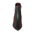 Stivaletto a punta da donna con cerniera in pelle nera e rossa tacco 6 - Misure disponibili: 42
