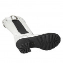Woman's boot with buckle, elastic and zipper in white leather heel 6 - Available sizes:  42, 43