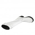 Woman's boot with buckle, elastic and zipper in white leather heel 6 - Available sizes:  42, 43