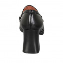 Mocasin pour femmes avec accessoire en cuir noir talon 8 - Pointures disponibles:  32, 43