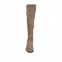 Woman's boot with half zipper in taupe suede and elastic material heel 4 - Available sizes:  42, 43
