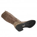 Bota para mujer con media cremallera en tejido elastico y gamuza gris pardo tacon 4 - Tallas disponibles:  42, 43