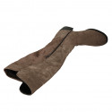 Bottes pour femmes avec demi fermeture éclair en daim et tissu elastique taupe talon 4 - Pointures disponibles:  42, 43