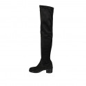 Woman's thighhigh boot in black suede and elastic material heel 5 - Available sizes:  34