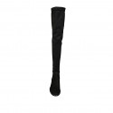 Woman's thighhigh boot in black suede and elastic material heel 5 - Available sizes:  34