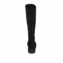 Bottes pour femmes en daim et tissu elastique noir talon 4 - Pointures disponibles:  43, 45