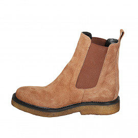 Botines para mujer con elasticos en gamuza cognac tacon 3 - Tallas disponibles:  33, 43 2